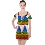 rainbow christmas tree Ruffle Cut Out Chiffon Playsuit