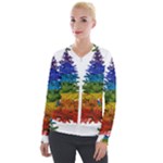 rainbow christmas tree Velour Zip Up Jacket