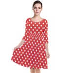 Redpolkaminnie Quarter Sleeve Waist Band Dress
