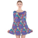 IT S A SMALL WORLD Long Sleeve Velvet Skater Dress