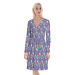 IT S A SMALL WORLD Long Sleeve Velvet Front Wrap Dress