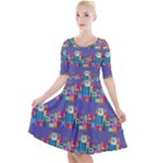 IT S A SMALL WORLD Quarter Sleeve A-Line Dress