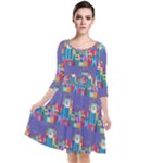 IT S A SMALL WORLD Quarter Sleeve Waist Band Dress