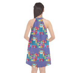 Halter Neckline Chiffon Dress  