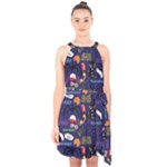 STRANGER THINGS Halter Collar Waist Tie Chiffon Dress