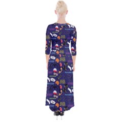Quarter Sleeve Wrap Maxi Dress 
