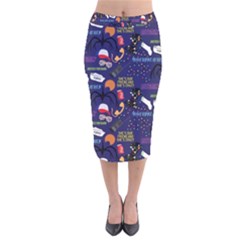 Velvet Midi Pencil Skirt 