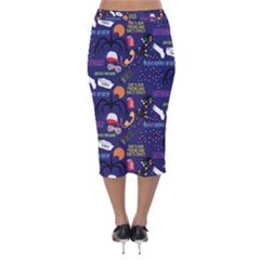 Velvet Midi Pencil Skirt 