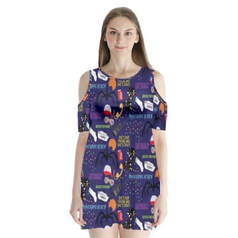 STRANGER THINGS Shoulder Cutout Velvet One Piece from ArtsNow.com