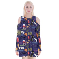 STRANGER THINGS Velvet Long Sleeve Shoulder Cutout Dress from ArtsNow.com