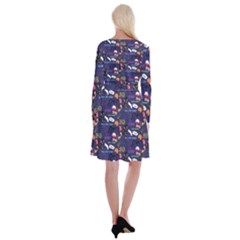 Long Sleeve Velvet Front Wrap Dress 