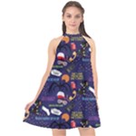 STRANGER THINGS Halter Neckline Chiffon Dress 
