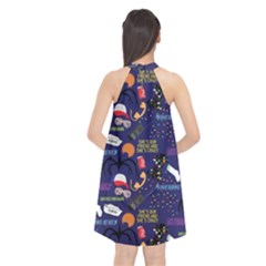 Halter Neckline Chiffon Dress  
