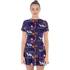 Drop Hem Mini Chiffon Dress 