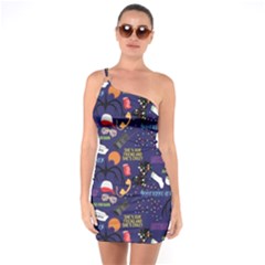 One Shoulder Ring Trim Bodycon Dress 