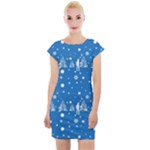 Trees blue Cap Sleeve Bodycon Dress