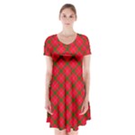 Holiday Short Sleeve V-neck Flare Dress