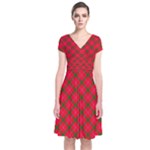 Holiday Short Sleeve Front Wrap Dress