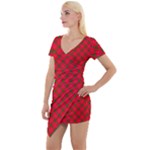 Holiday Short Sleeve Asymmetric Mini Dress