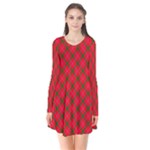 Holiday Long Sleeve V-neck Flare Dress