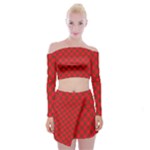 Holiday Off Shoulder Top with Mini Skirt Set