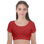 Holiday Velvet Short Sleeve Crop Top 