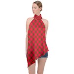 Holiday Halter Asymmetric Satin Top