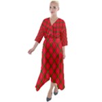 Holiday Quarter Sleeve Wrap Front Maxi Dress