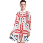 Motif Long Sleeve Chiffon Shirt Dress
