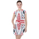 Motif Drawstring Hooded Dress