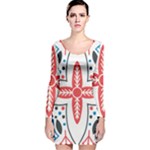 Motif Long Sleeve Velvet Bodycon Dress