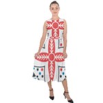 Motif Midi Tie-Back Chiffon Dress