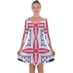 Motif Quarter Sleeve Skater Dress