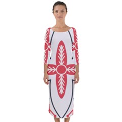 Quarter Sleeve Midi Bodycon Dress 