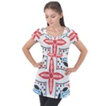 Motif Puff Sleeve Tunic Top