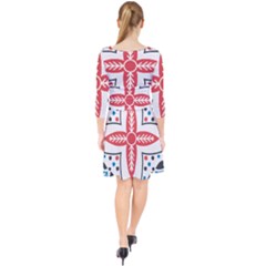 Quarter Sleeve Front Wrap Dress 
