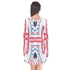 Long Sleeve V-neck Flare Dress 