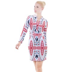 Button Long Sleeve Dress 