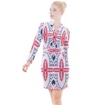 Motif Button Long Sleeve Dress