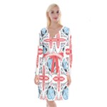 Motif Long Sleeve Velvet Front Wrap Dress