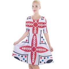 Quarter Sleeve A-Line Dress 