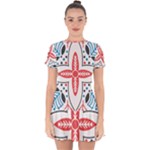 Motif Drop Hem Mini Chiffon Dress