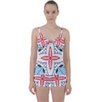 Motif Tie Front Two Piece Tankini