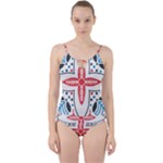 Motif Cut Out Top Tankini Set