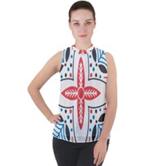Mock Neck Chiffon Sleeveless Top 