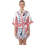 Motif Half Sleeve Satin Kimono 