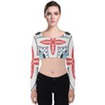 Motif Velvet Long Sleeve Crop Top