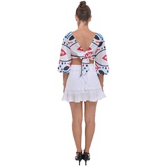 Tie Back Butterfly Sleeve Chiffon Top 