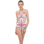 Motif Halter Front Plunge Swimsuit