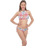 Motif Cross Front Halter Bikini Set
